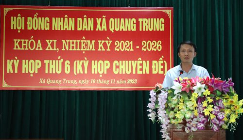 Hội đồng nhân dân xã Quang Trung tổ chức kỳ họp thứ 6 – Kỳ họp chuyên đề bầu bổ sung chức danh Chủ tịch HĐND xã 1.JPG
