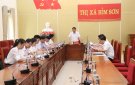 Đồng chí Nguyễn Tiến Hiệu làm việc với thị xã Bỉm Sơn về sắp xếp đơn vị hành chính cấp xã và tổ chức chính quyền địa phương 2 cấp